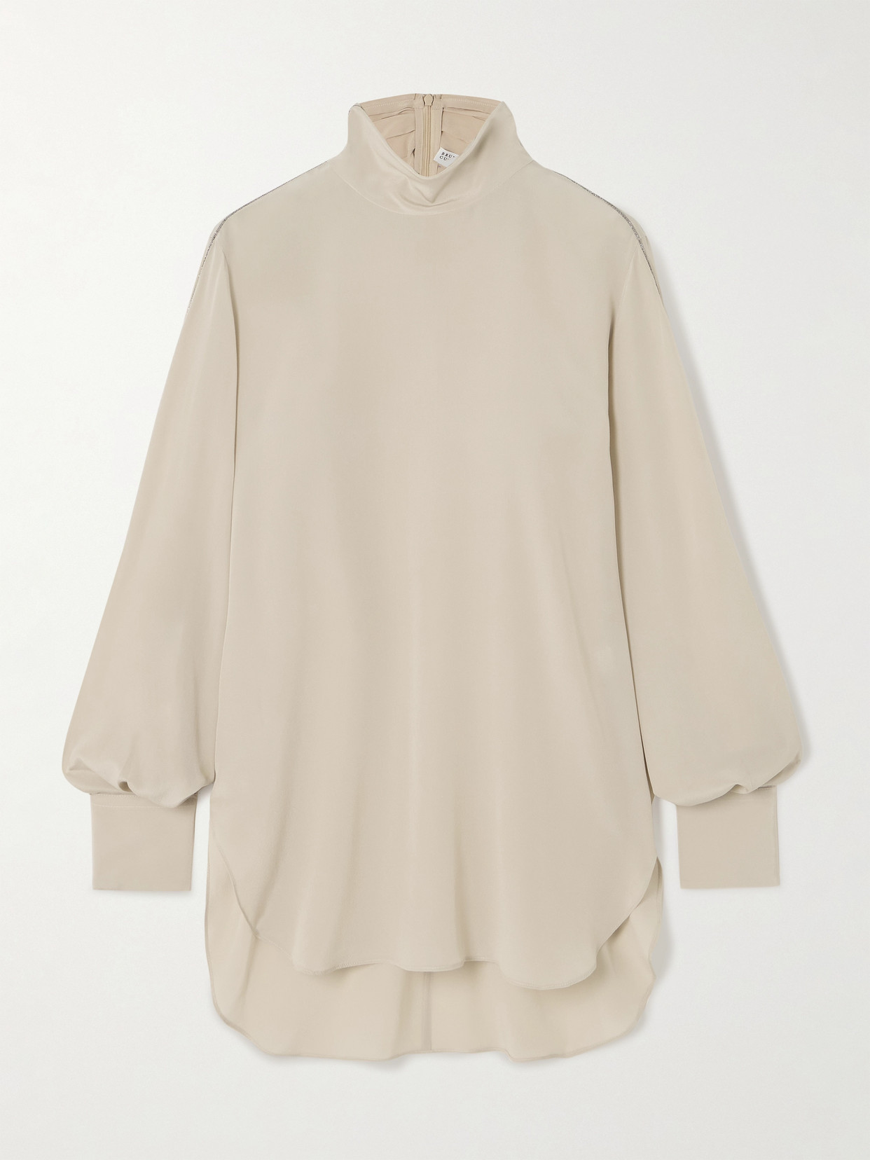 Brunello Cucinelli - Embellished Silk Blouse - Neutrals