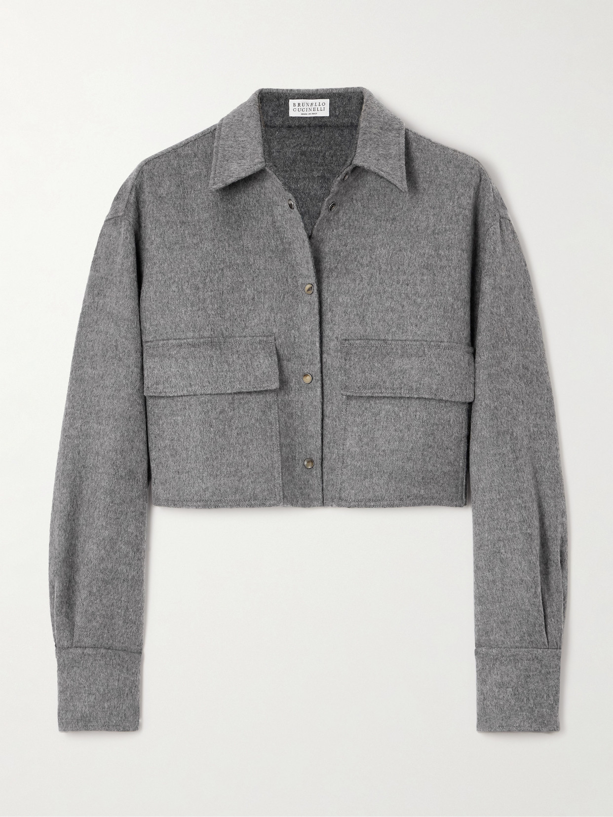 Brunello Cucinelli - Cropped Brushed-wool Jacket - Gray