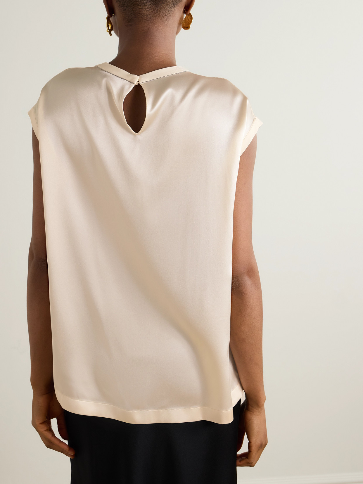 Brunello Cucinelli Silk-blend Top In Neutrals