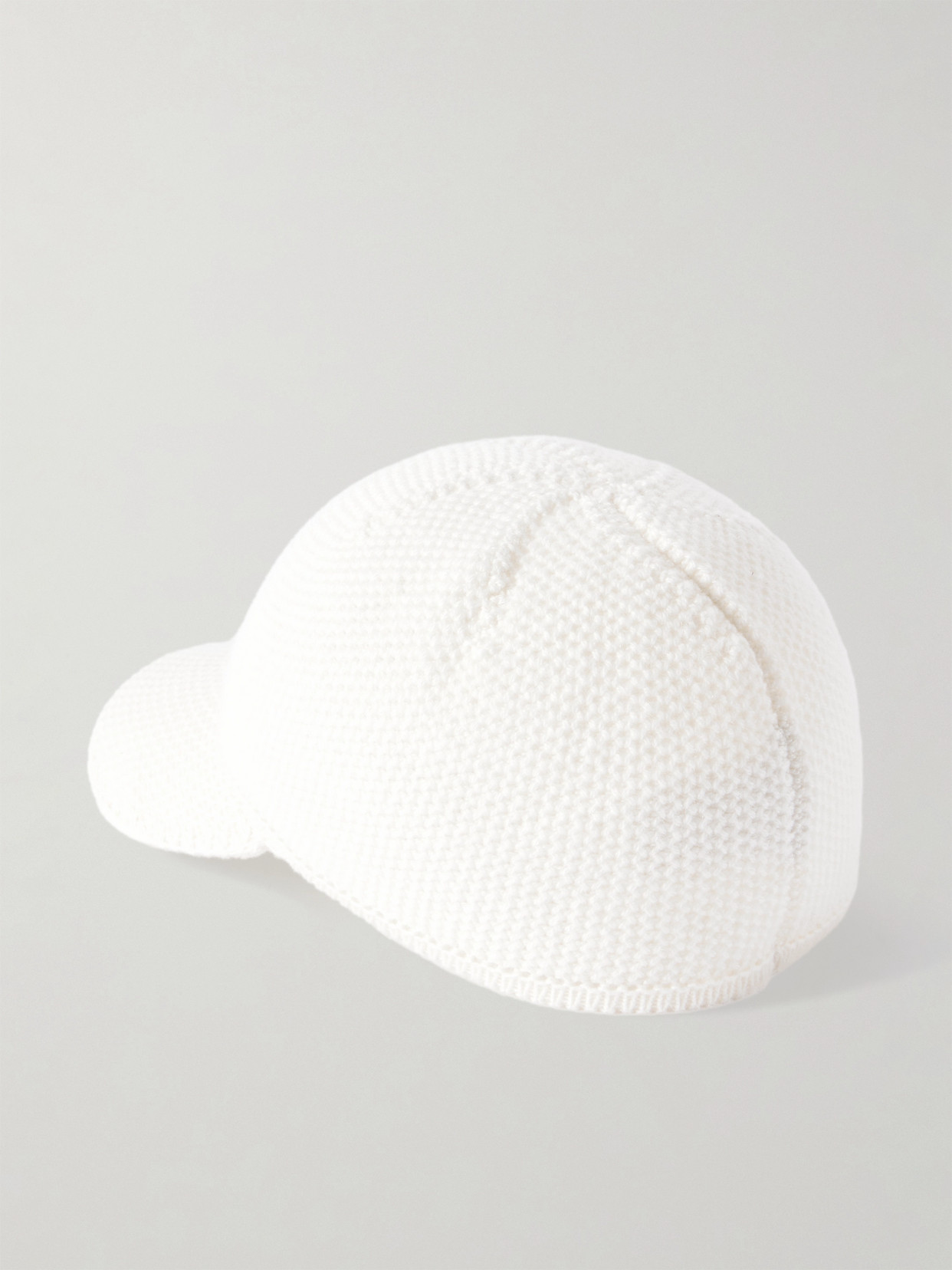 Brunello Cucinelli Appliquéd Waffle-knit Wool Baseball Cap In White