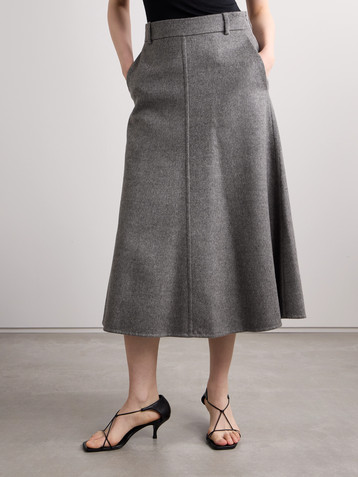 Brunello Cucinelli Wool-felt midi skirt