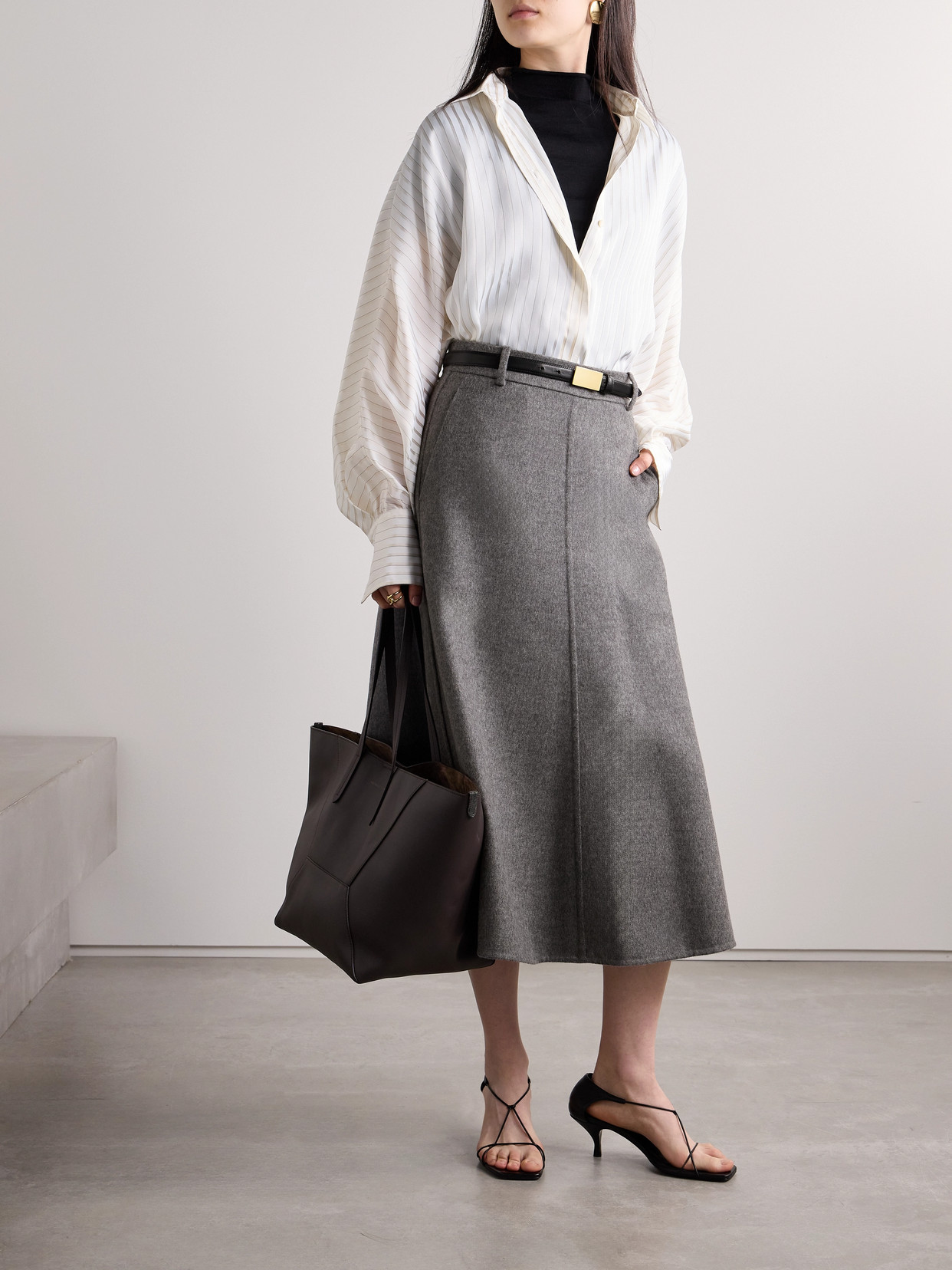 Brunello Cucinelli Wool Skirt In Gray