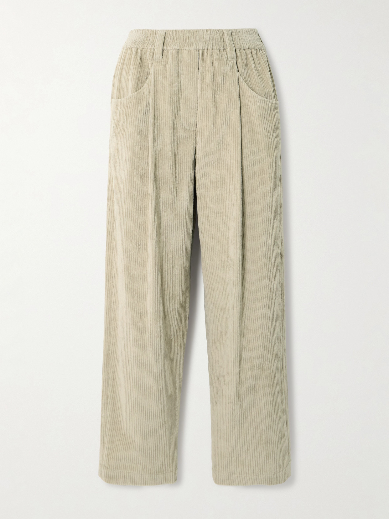 Brunello Cucinelli Cotton-blend Corduroy Tapered Pants In Neutrals