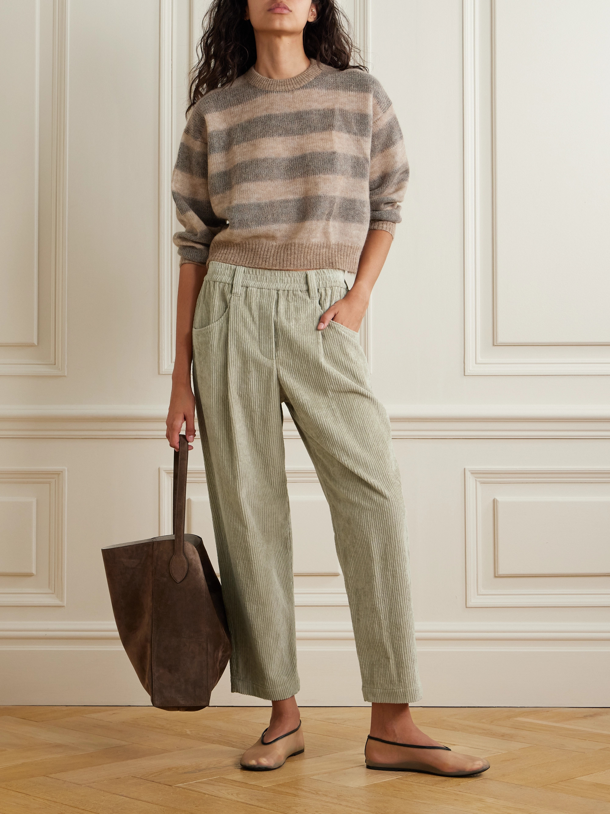 Brunello Cucinelli Cotton-blend corduroy tapered pants
