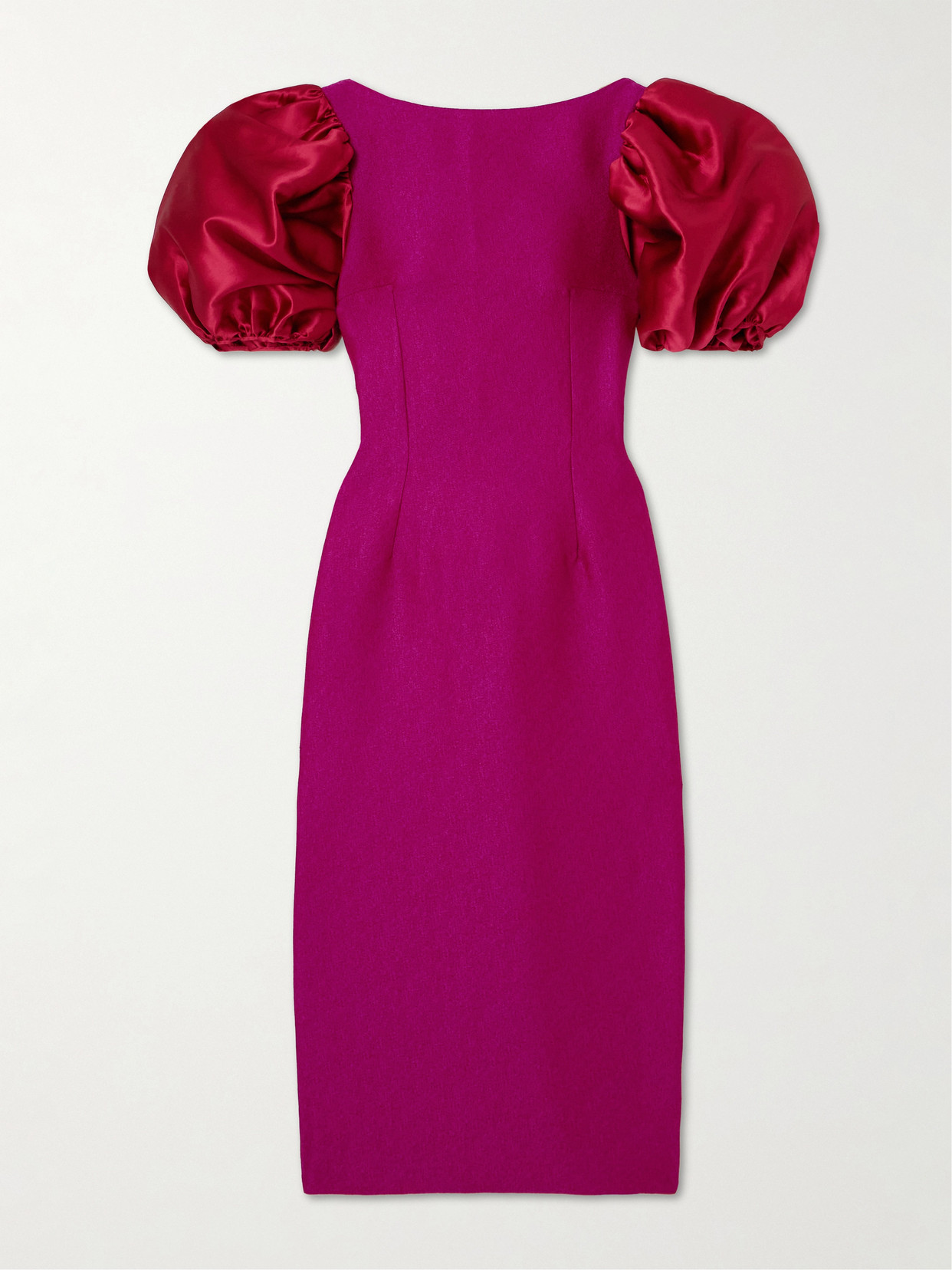 D'estree Suzanne Faille-trimmed Crepe Midi Dress In Pink