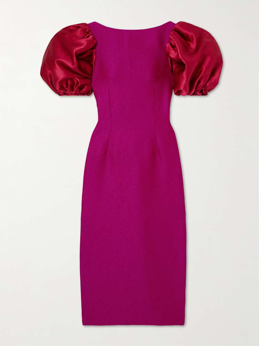 DESTREE Suzanne Faille-trimmed Crepe Midi Dress