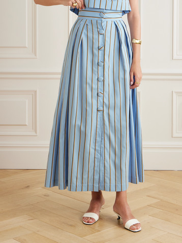 Destree Irving pleated striped twill midi skirt