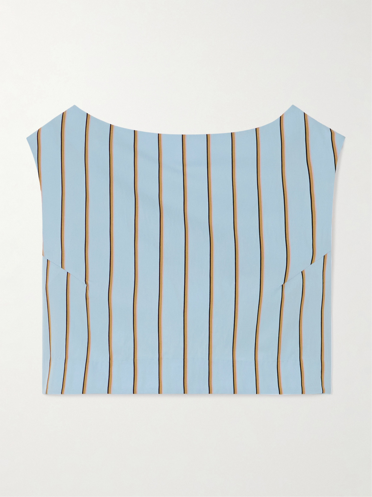 D'estree Richard Cropped Striped Twill Top In Blue