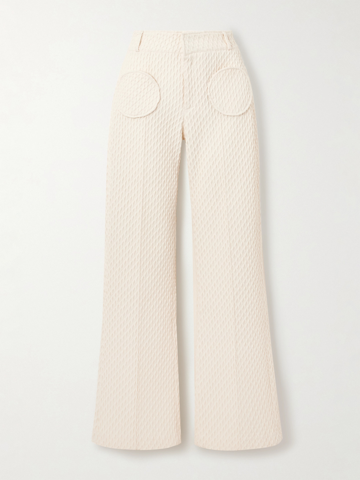 DESTREE - Olafur Flutter Jacquard Wide-leg Pants - Ecru