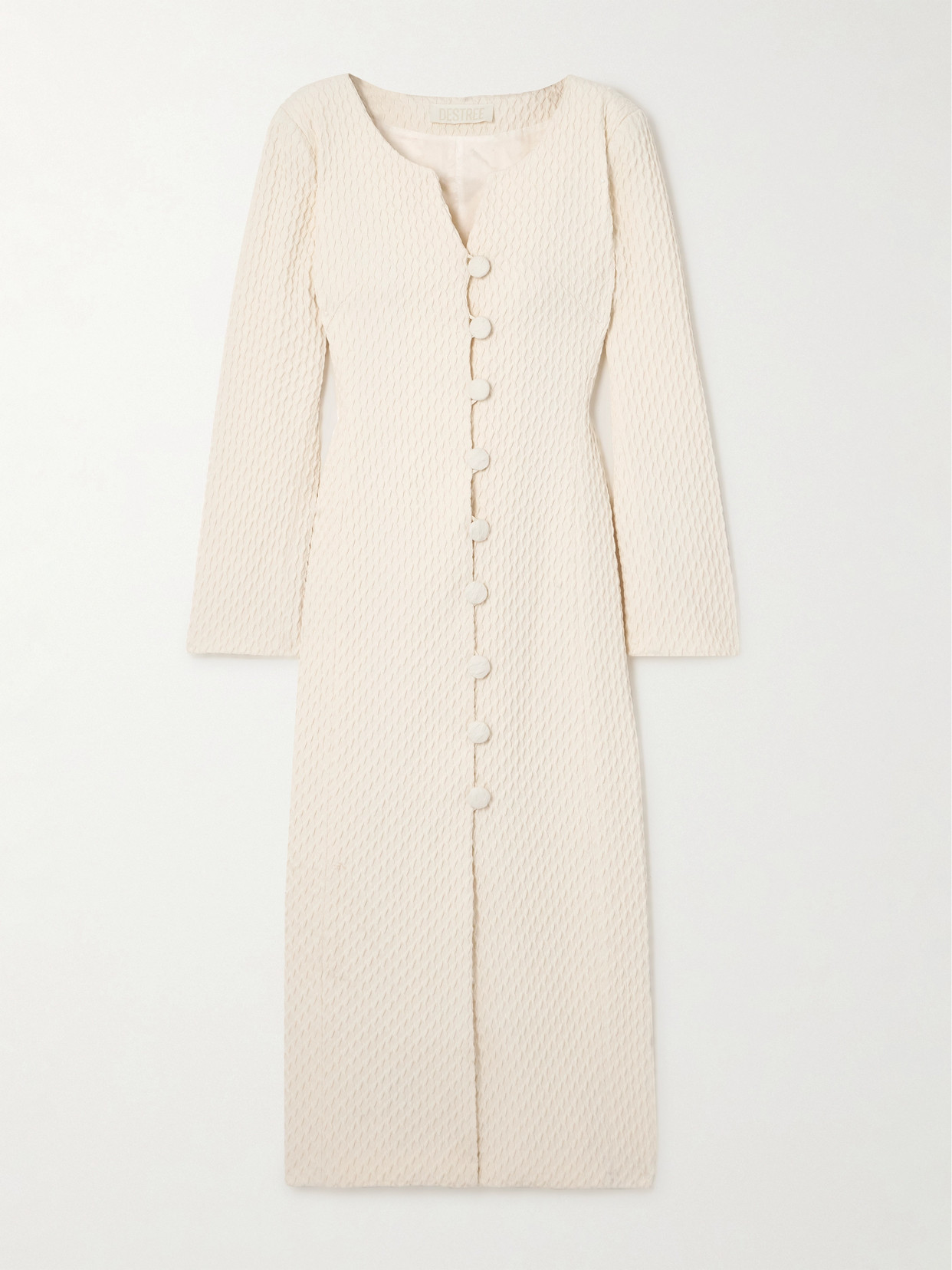 D'estree Carmen Flutter Woven Coat In Ecru