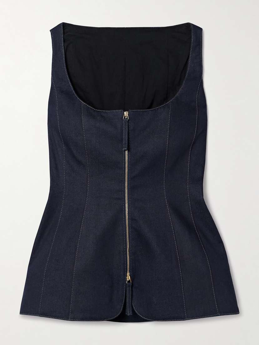 Carolina Herrera Denim Peplum Tank