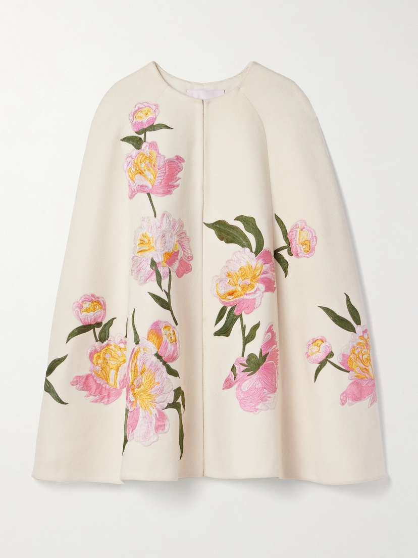 Carolina Herrera Embroidered Wool And Cashmere-blend Felt Cape