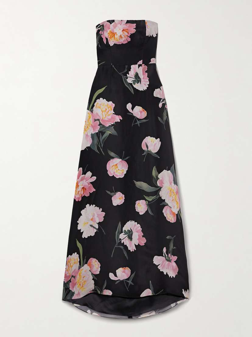 Carolina Herrera Strapless Floral-print Silk-organza Gown
