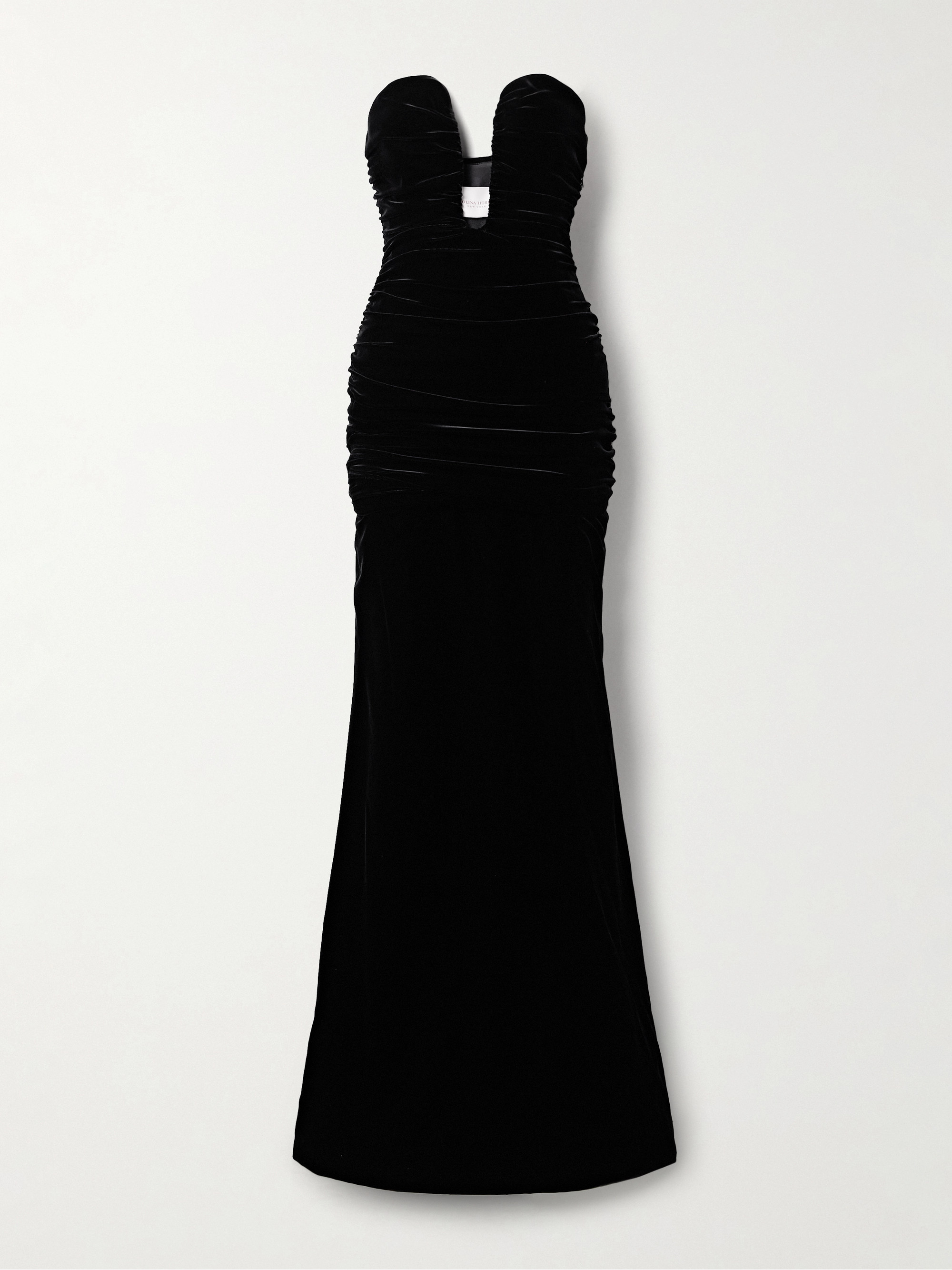 Carolina Herrera Strapless ruched layered velvet gown
