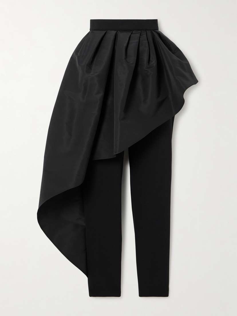 Carolina Herrera Layered Pleated Draped Crepe Skinny Pants