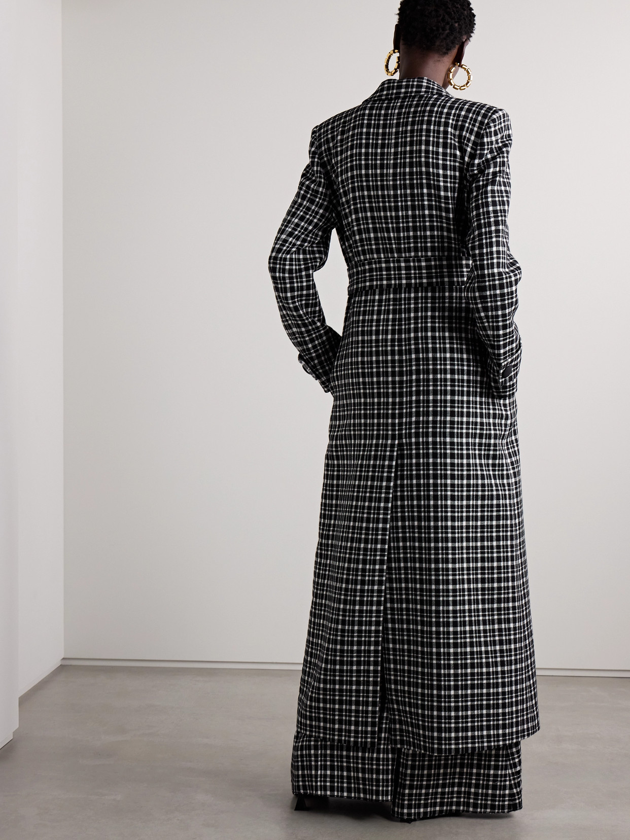 Carolina Herrera Check-pattern Coat In Black