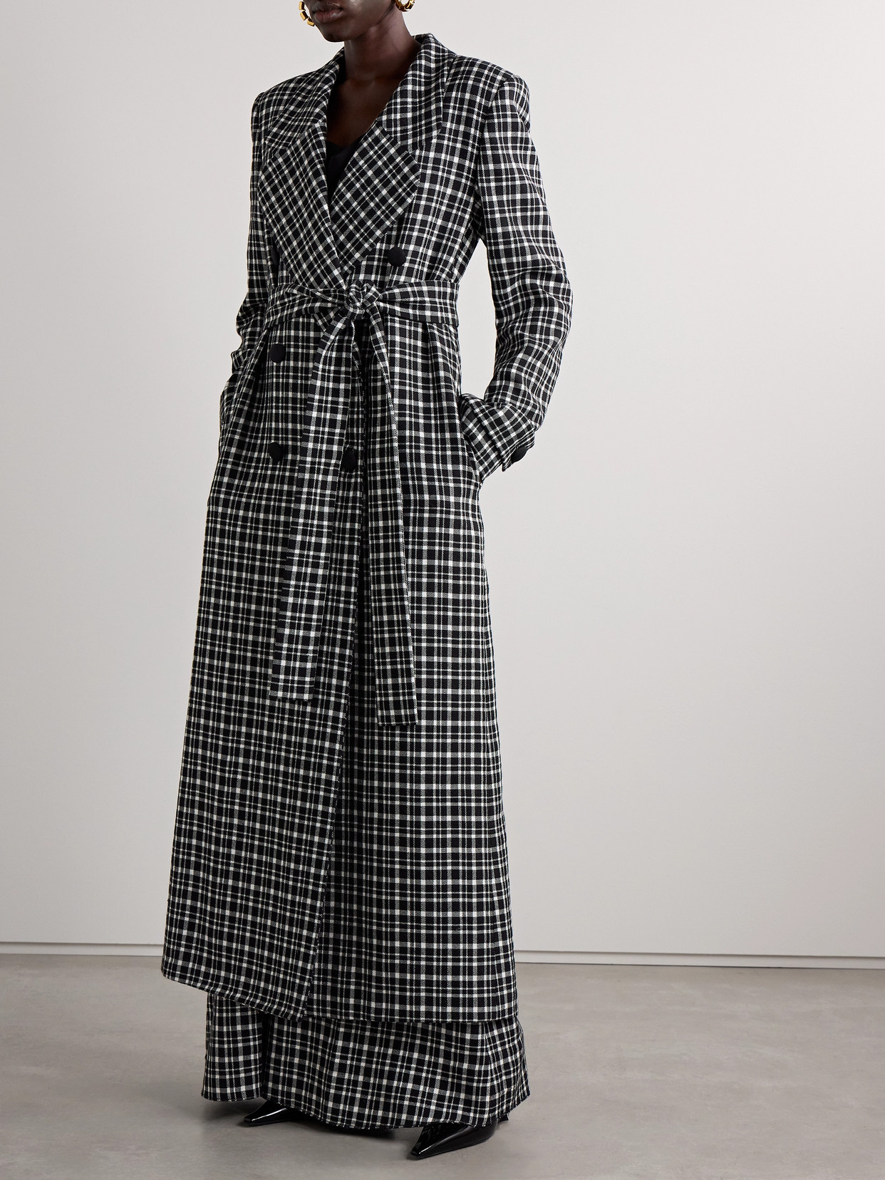 Carolina Herrera Check-pattern Coat In Black