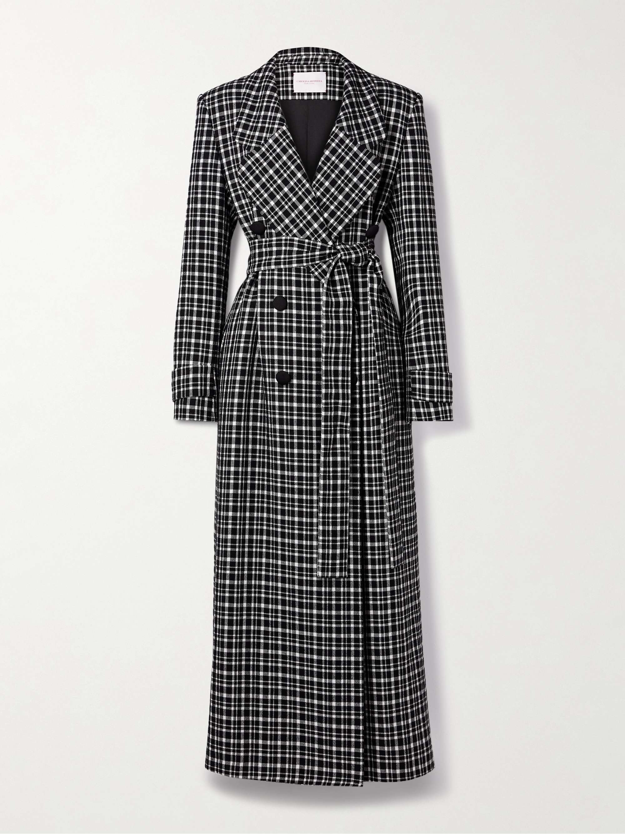 CAROLINA HERRERA Belted double-breasted checked woven coat CAROLINA HERRERA Belted double-breasted checked woven coat