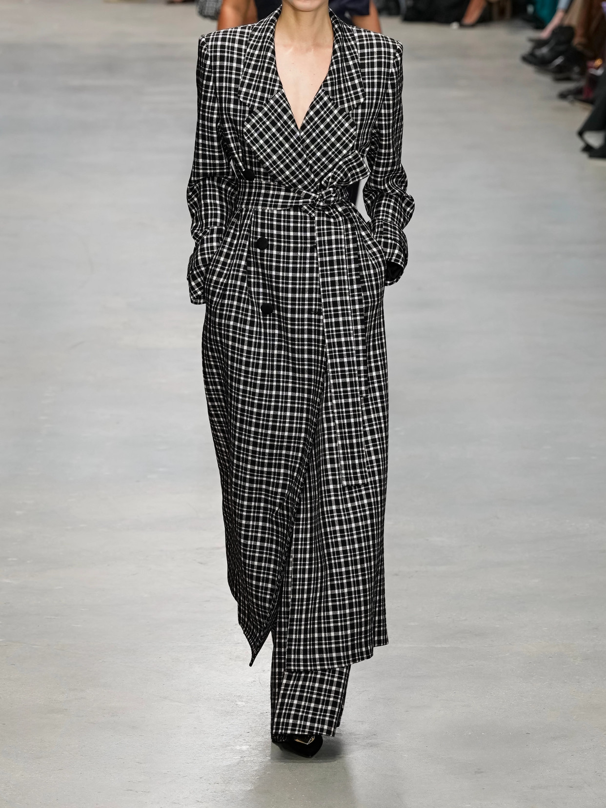 Carolina Herrera Check-pattern Coat In Black