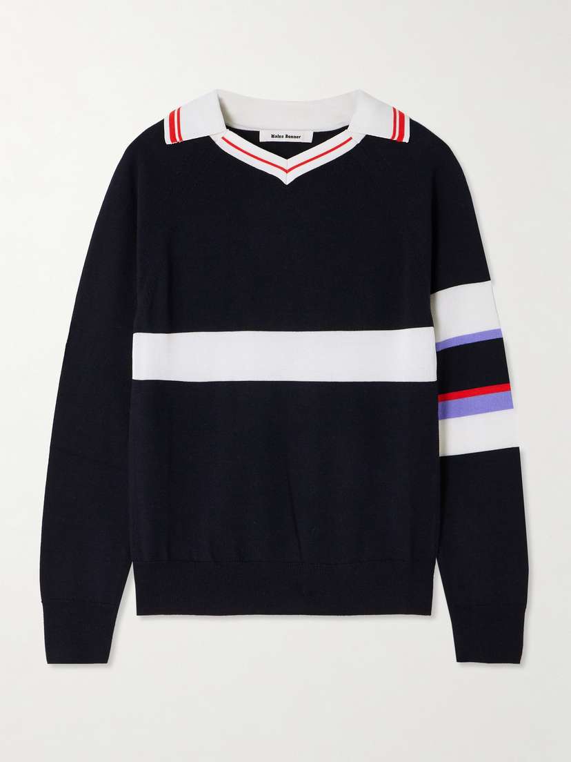 Wales Bonner Calm Striped Wool And Silk-blend Sweater