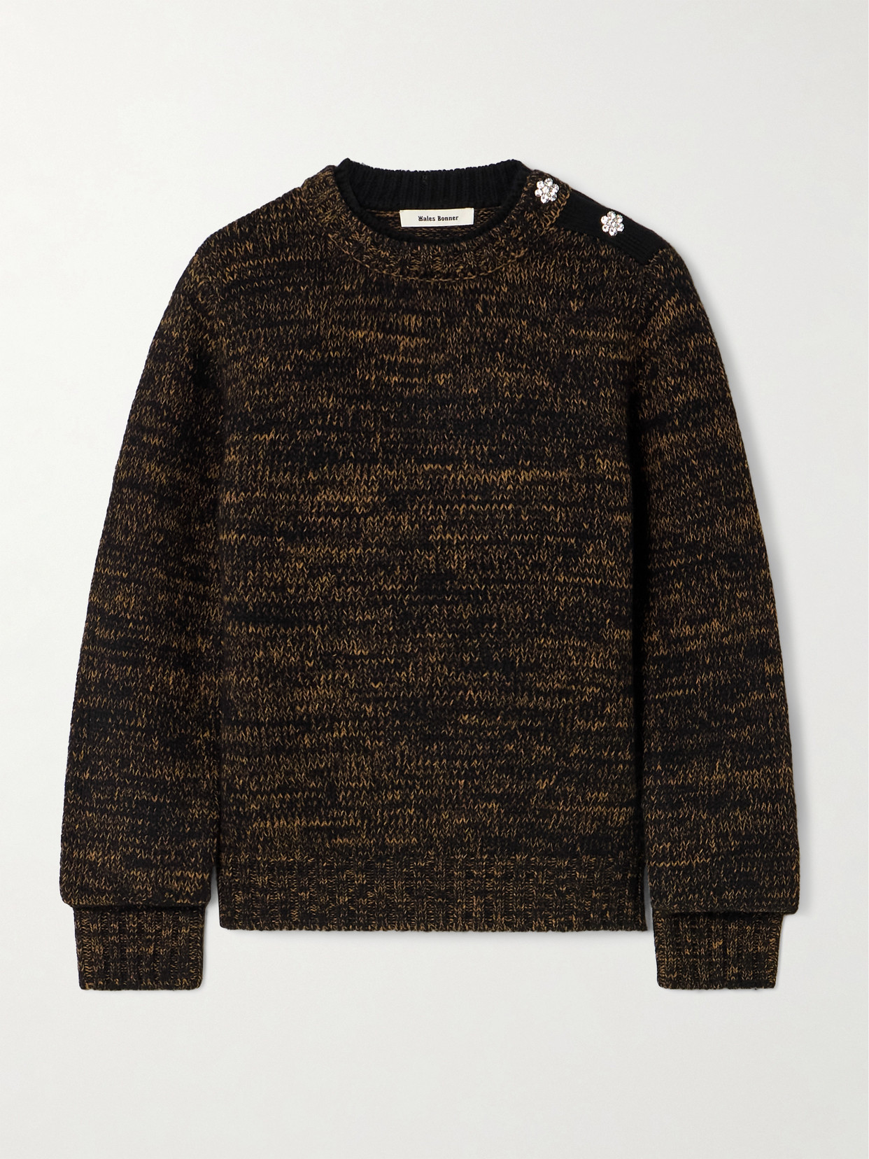 Wales Bonner - Chord Crystal-embellished Knitted Sweater - Black