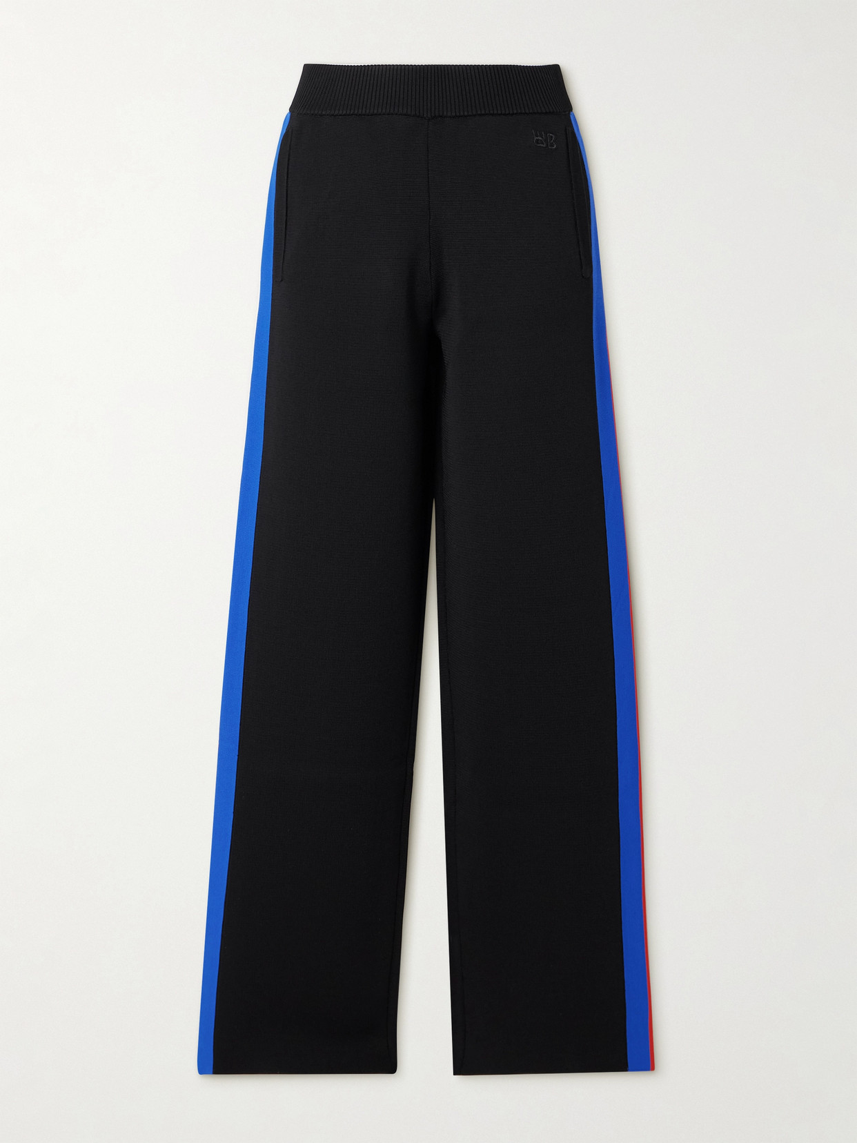 Wales Bonner - Tide Striped Embroidered Tech-jersey Wide-leg Track Pants - Black