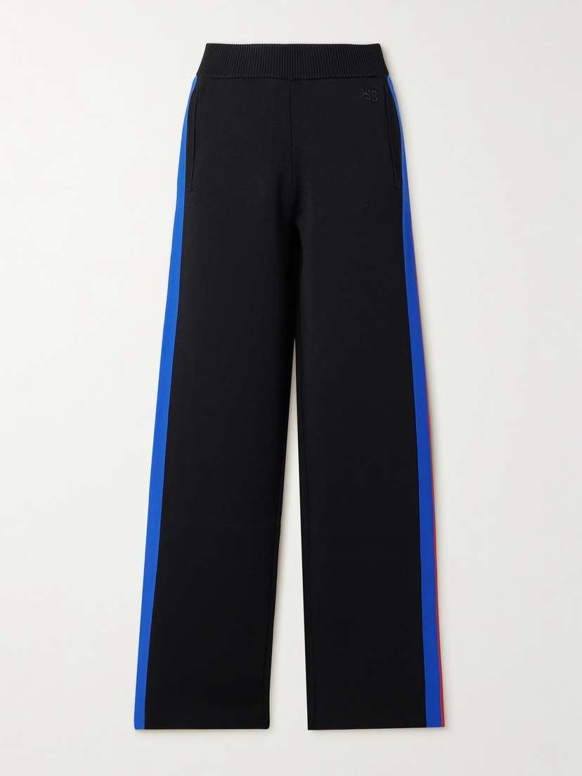 Wales Bonner Tide Striped Embroidered Tech-jersey Wide-leg Track Pants