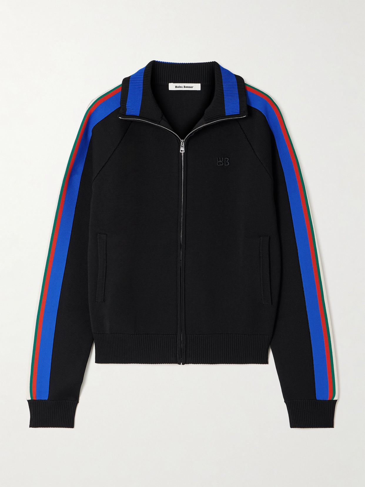 Wales Bonner - Tide Striped Embroidered Tech-jersey Track Jacket - Black