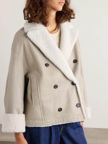 Brunello Cucinelli Double-breasted reversible shearling jacket