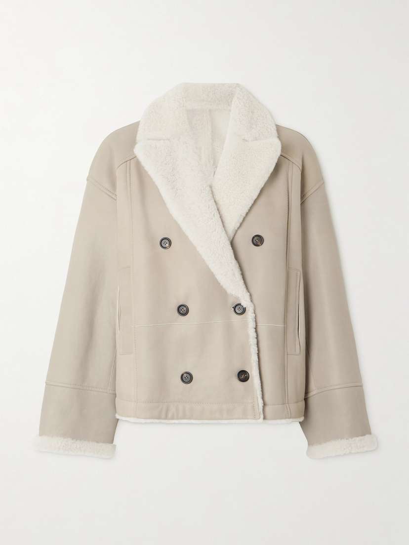 Brunello Cucinelli Double-breasted Reversible Shearling Jacket