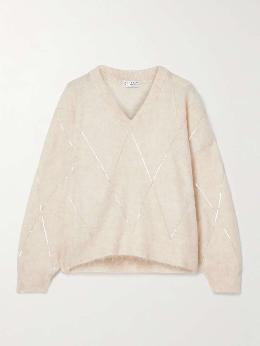 Brunello Cucinelli Sequin-embellished Brushed Knitted Sweater