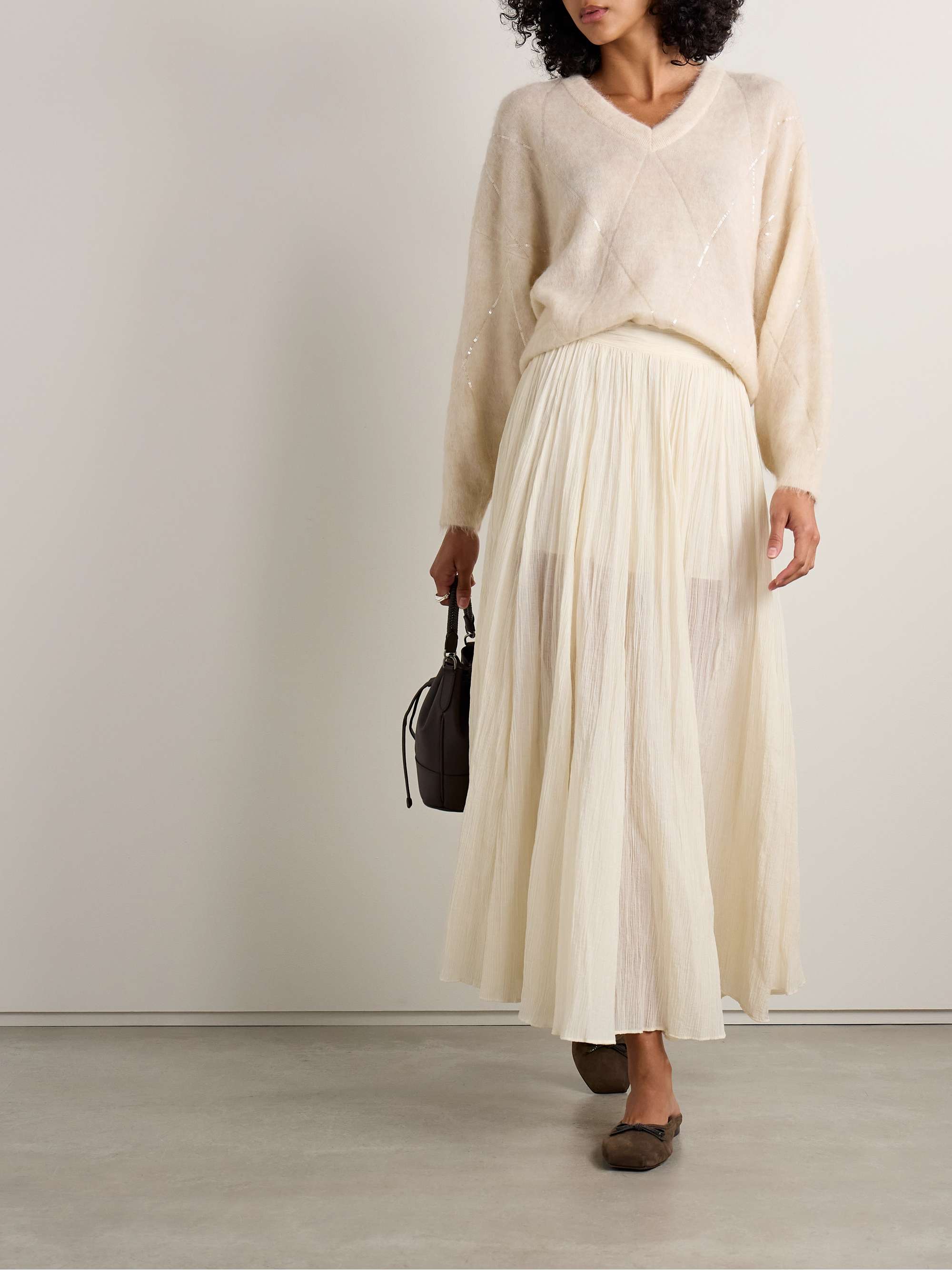 BRUNELLO CUCINELLI Sequin-embellished wool, cashmere and