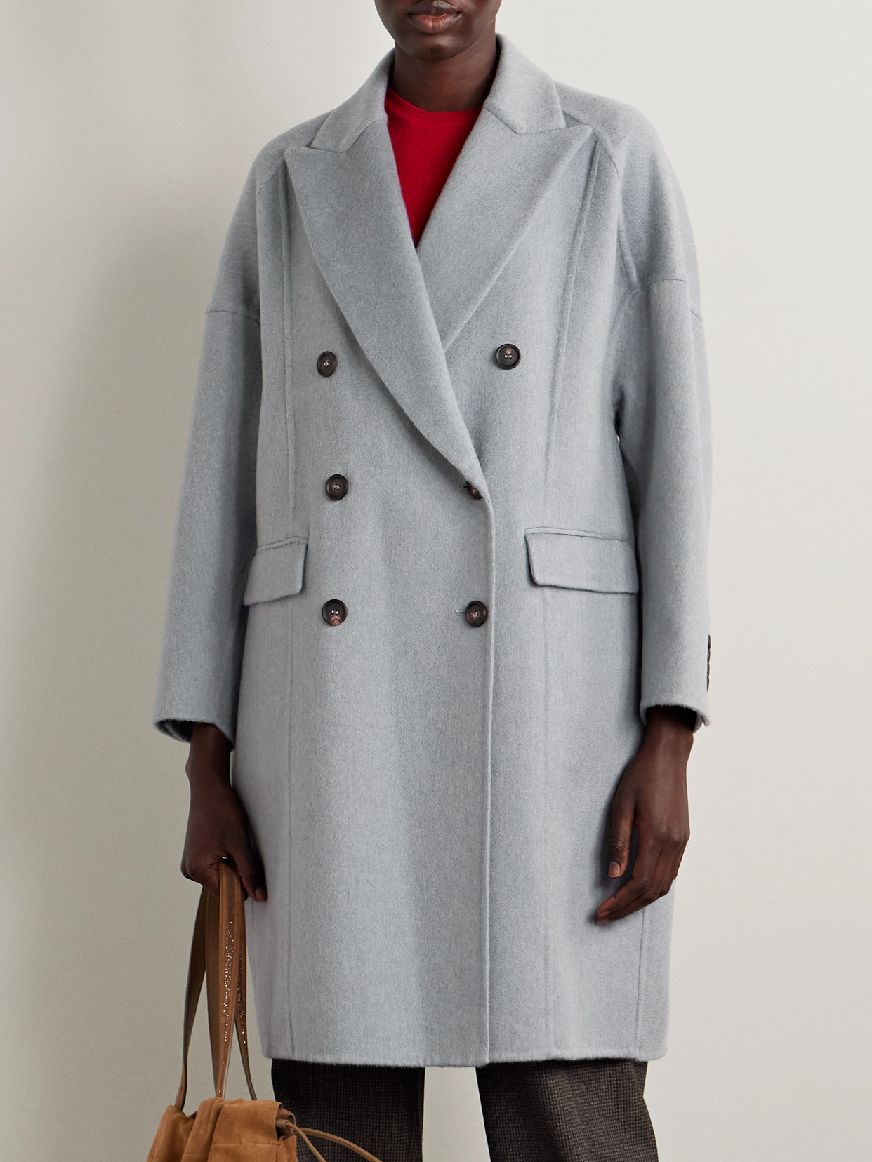 Brunello Cucinelli Double-breasted Cashmere-felt Coat In Blue