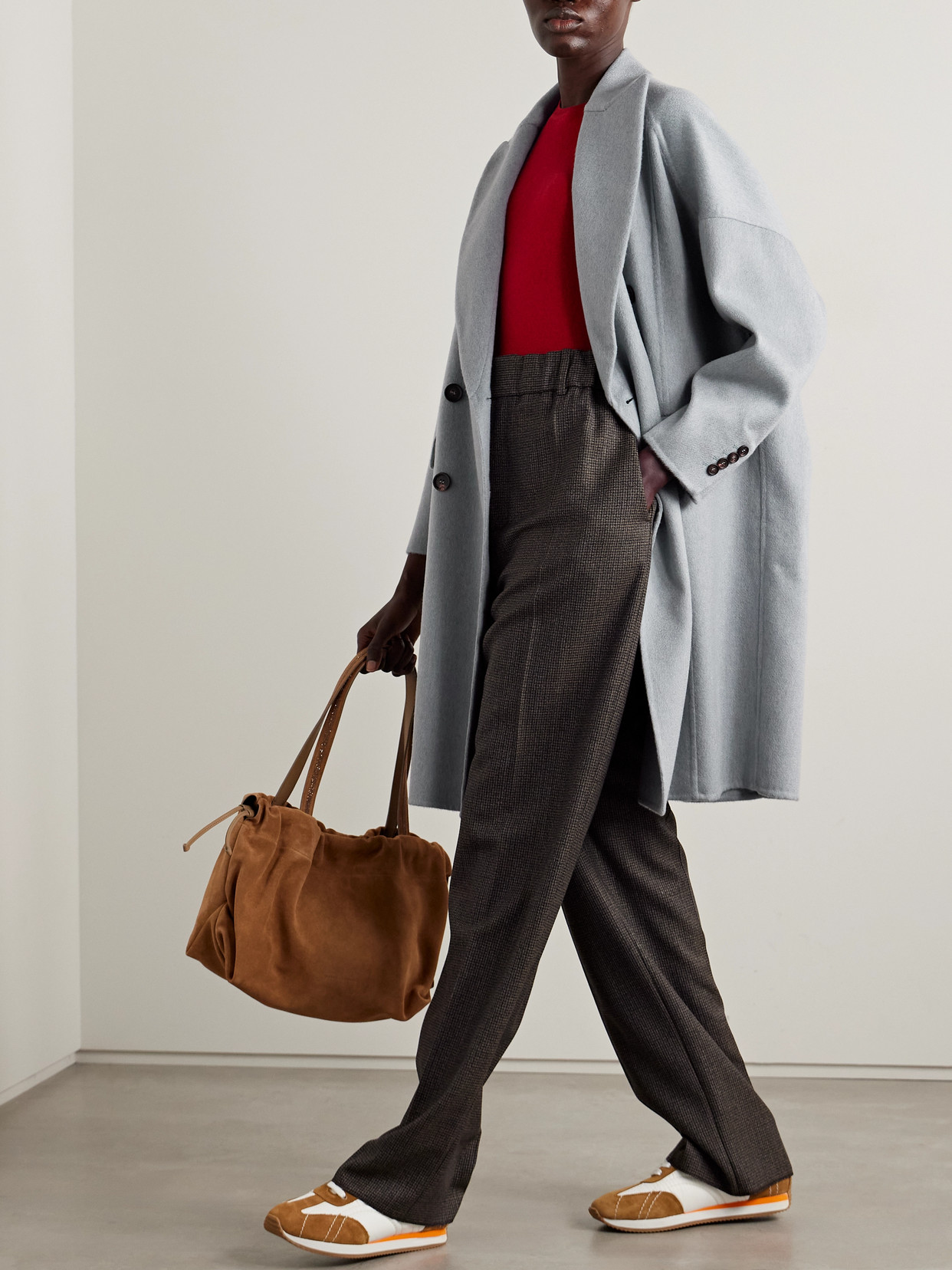 Brunello Cucinelli Double-breasted Cashmere-felt Coat In Blue