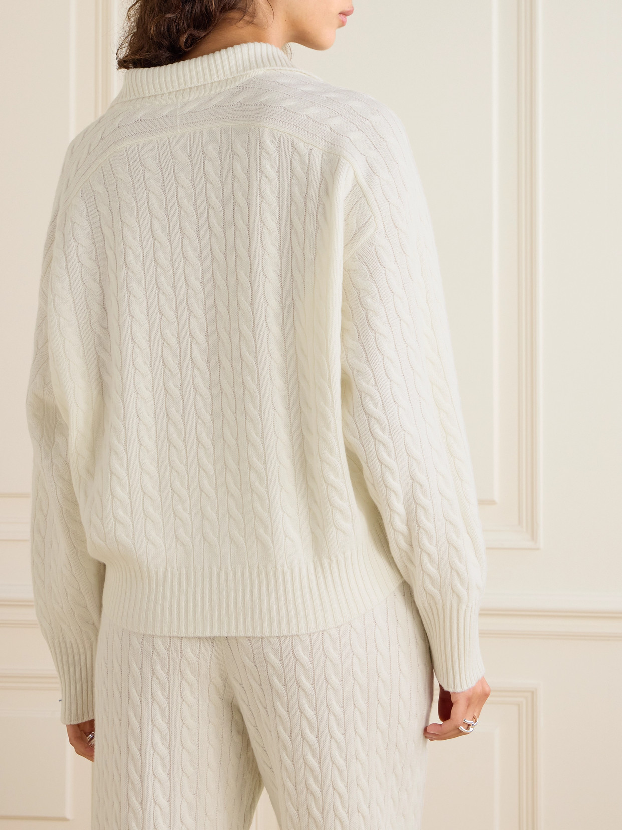 Brunello Cucinelli Appliquèd Cable-knit Cashmere Sweater In White