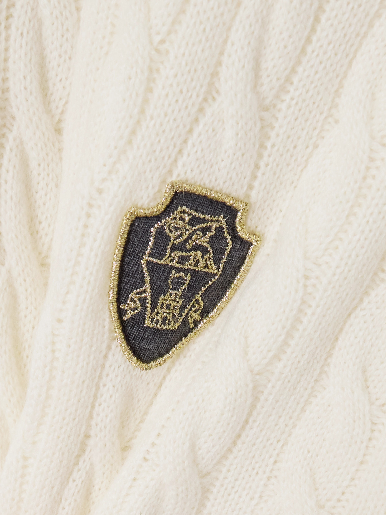 Brunello Cucinelli Appliquèd Cable-knit Cashmere Sweater In White