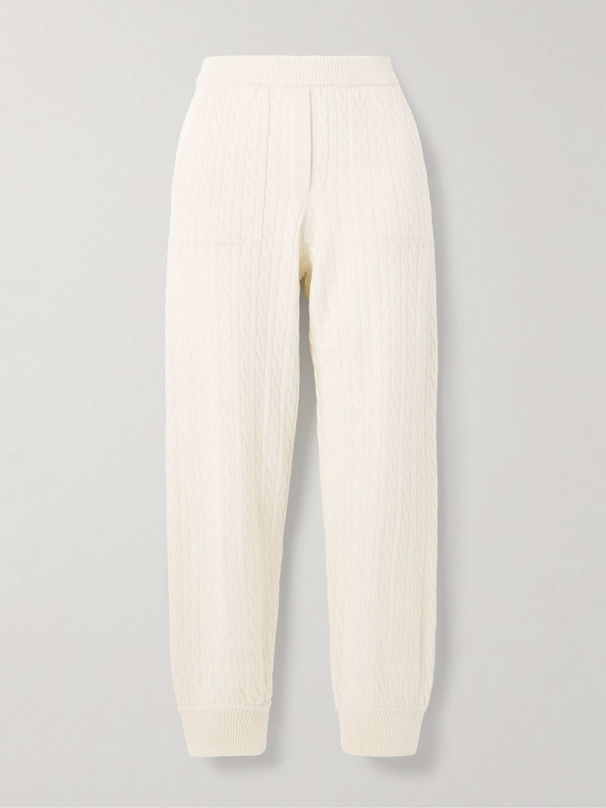 BRUNELLO CUCINELLI Cable knit cashmere tapered track pants NET A PORTER