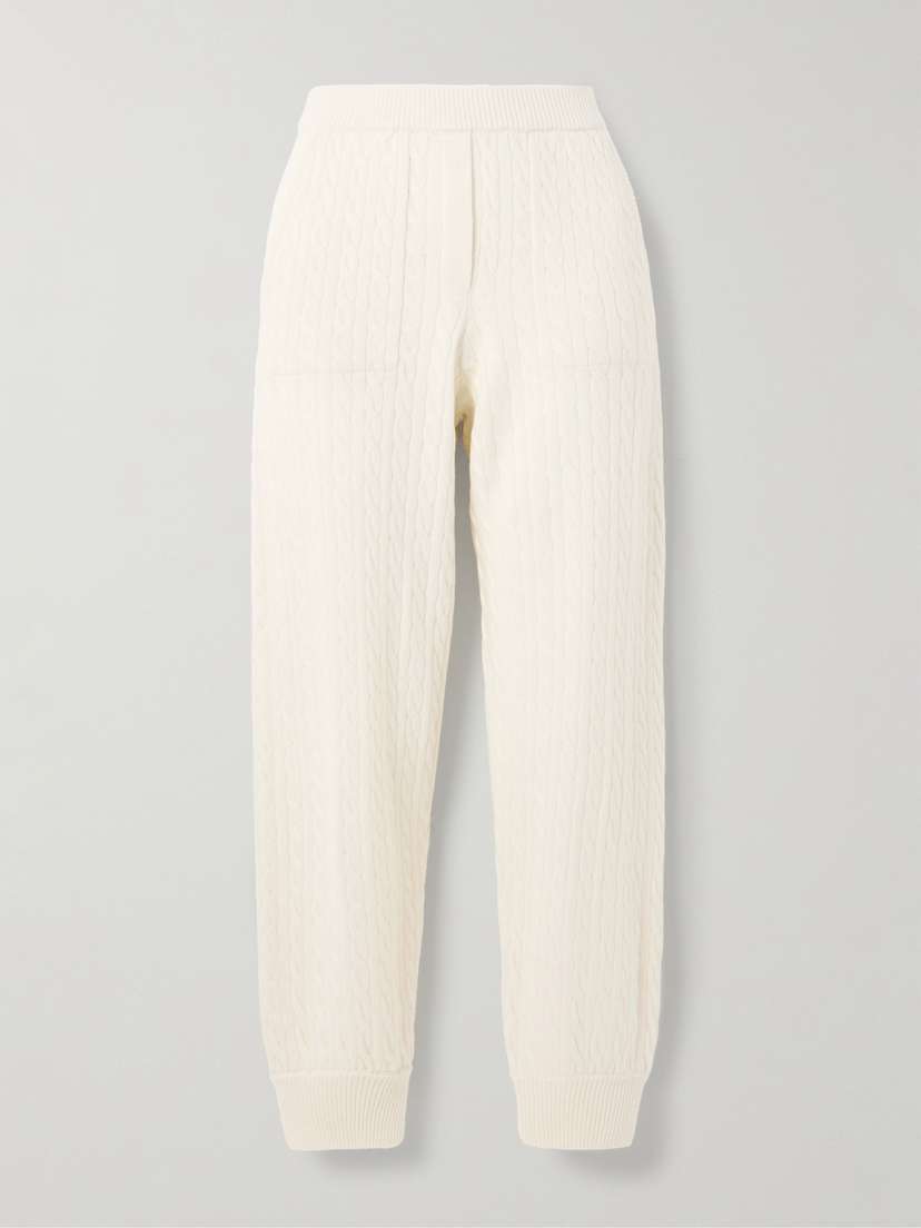 Brunello Cucinelli Cable-knit Cashmere Tapered Track Pants