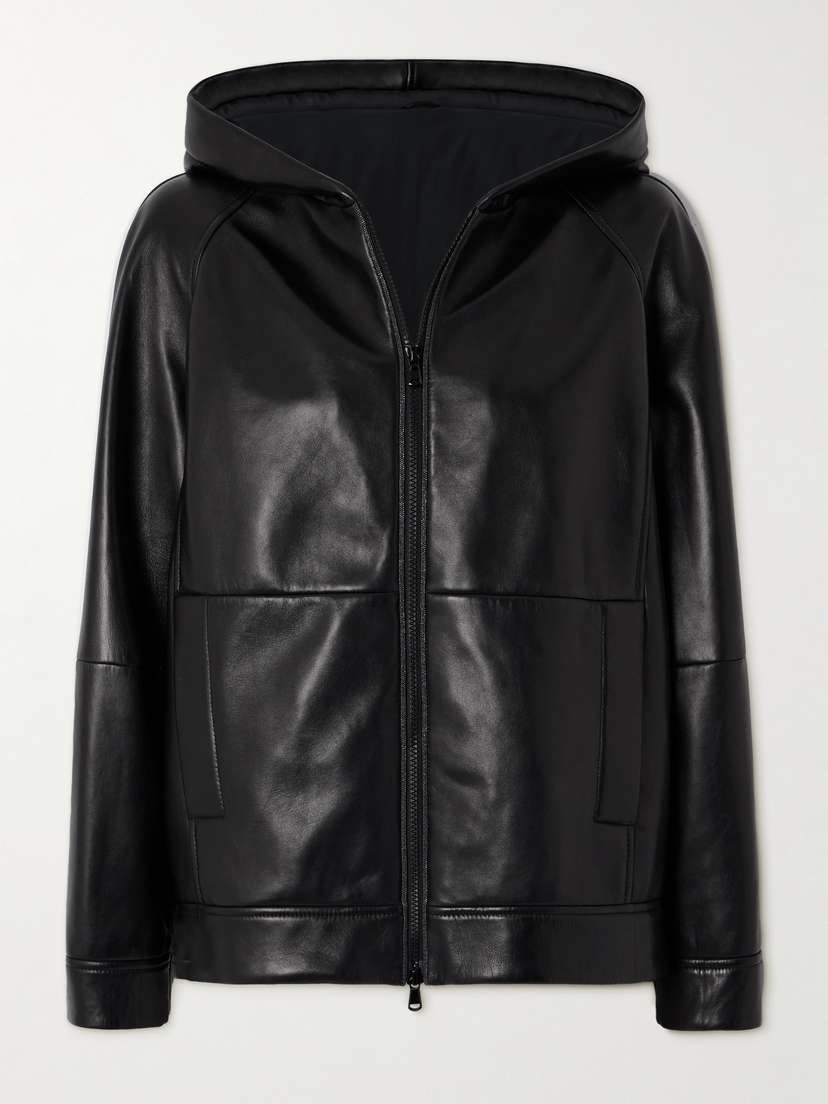 Brunello Cucinelli Paneled Hooded Leather Jacket