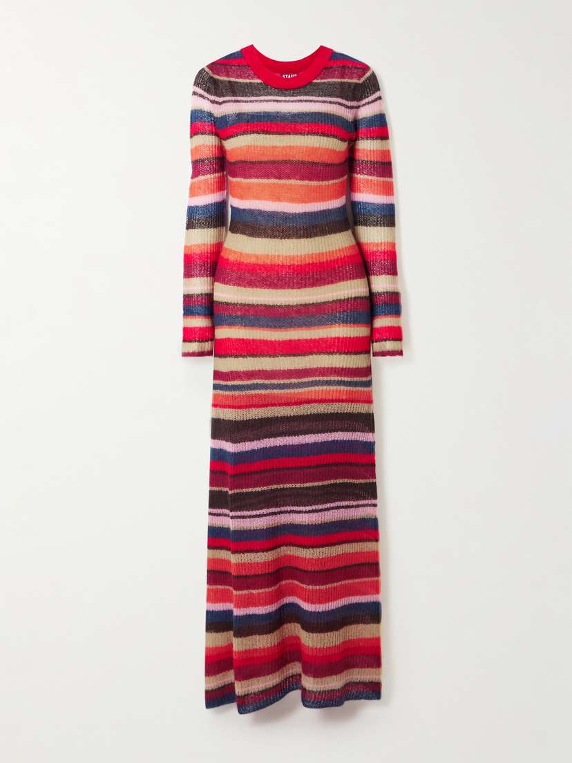 Staud Eiza Striped Knitted Maxi Dress - x large
