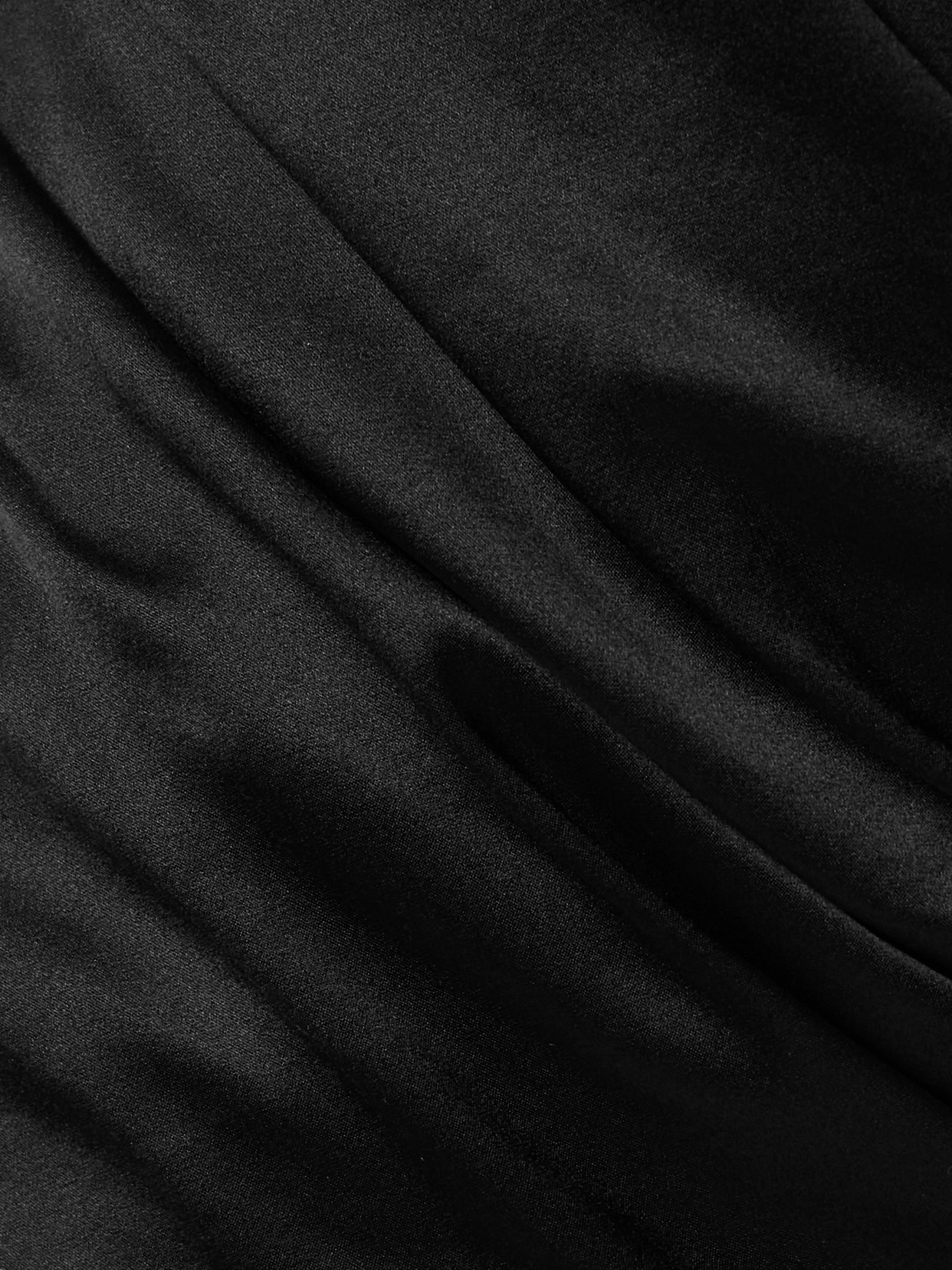 Staud Phare One-shoulder Draped Silk-blend Satin Top In Black