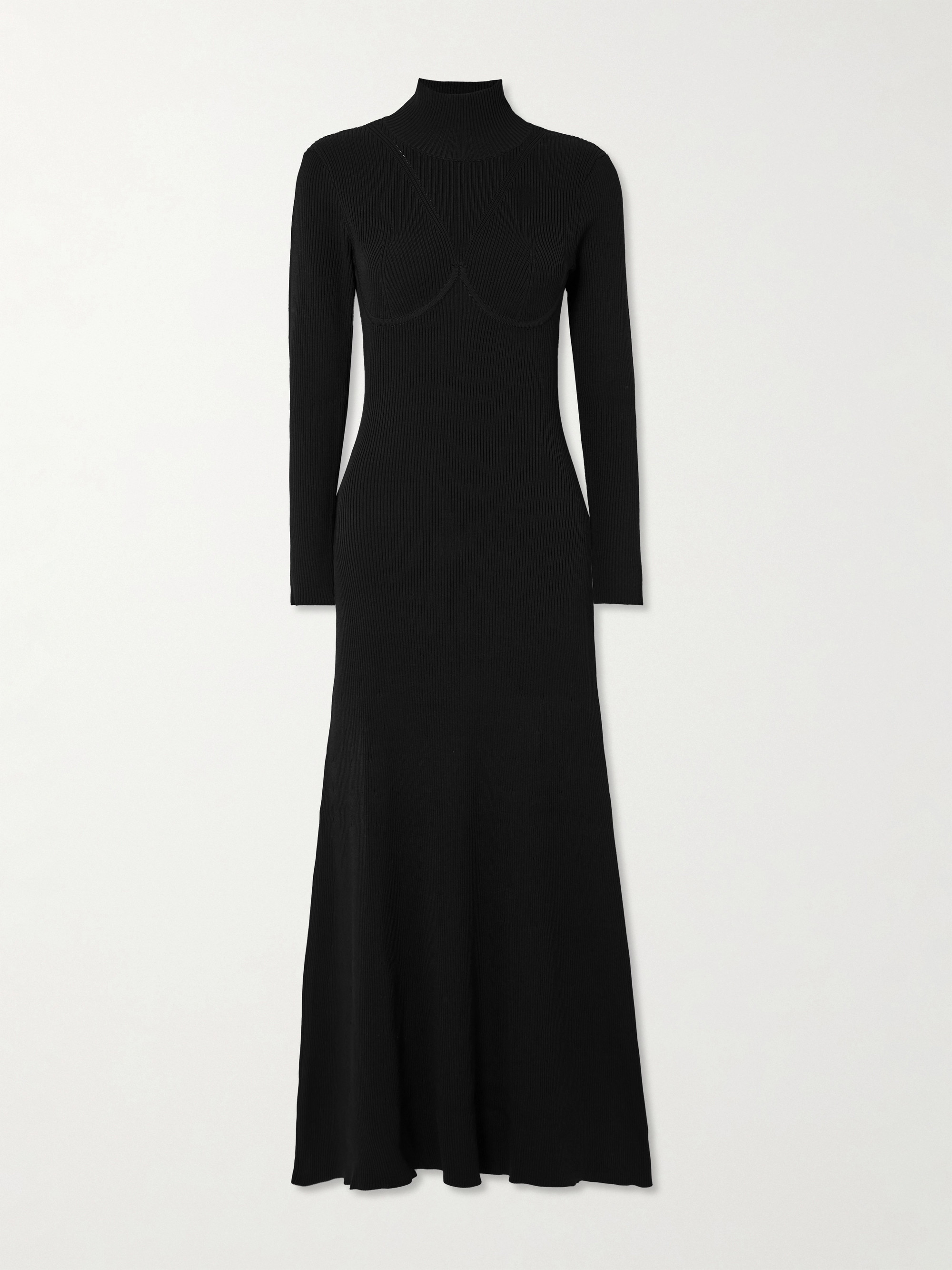 Staud Obsidian open-back ribbed-knit turtleneck maxi dress thumbnail