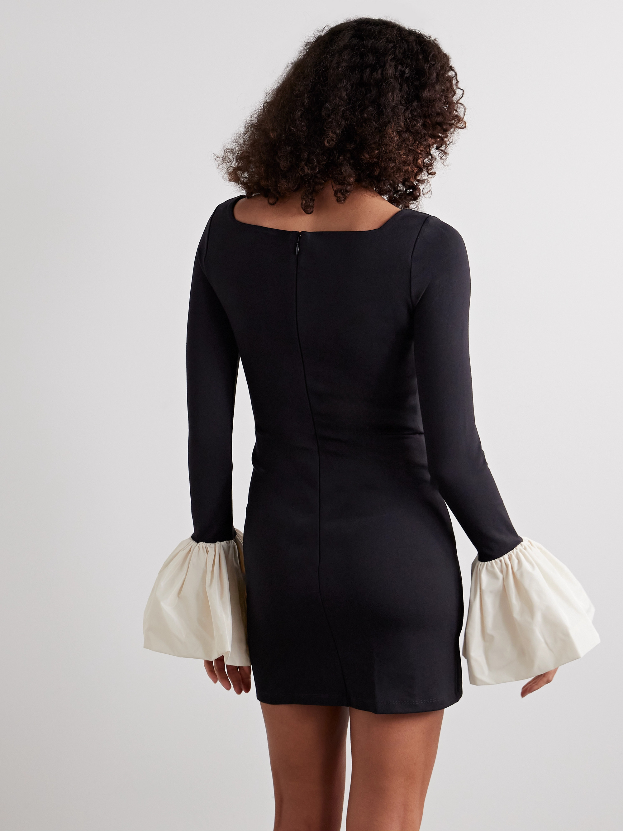 Staud Hawthorne taffeta-trimmed stretch-ponte mini dress thumbnail