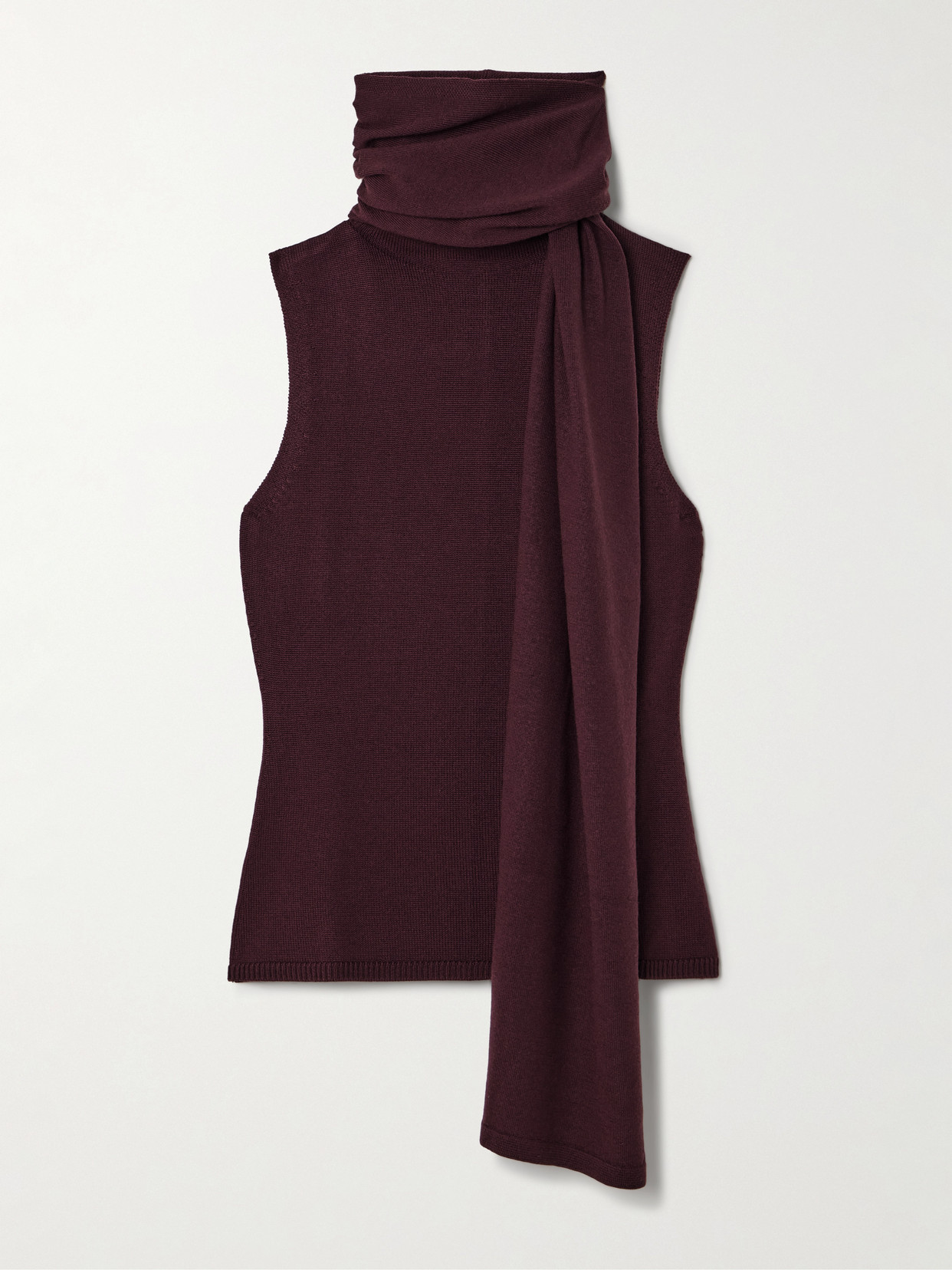 STAUD - Canal Merino Wool Turtleneck Top - Burgundy