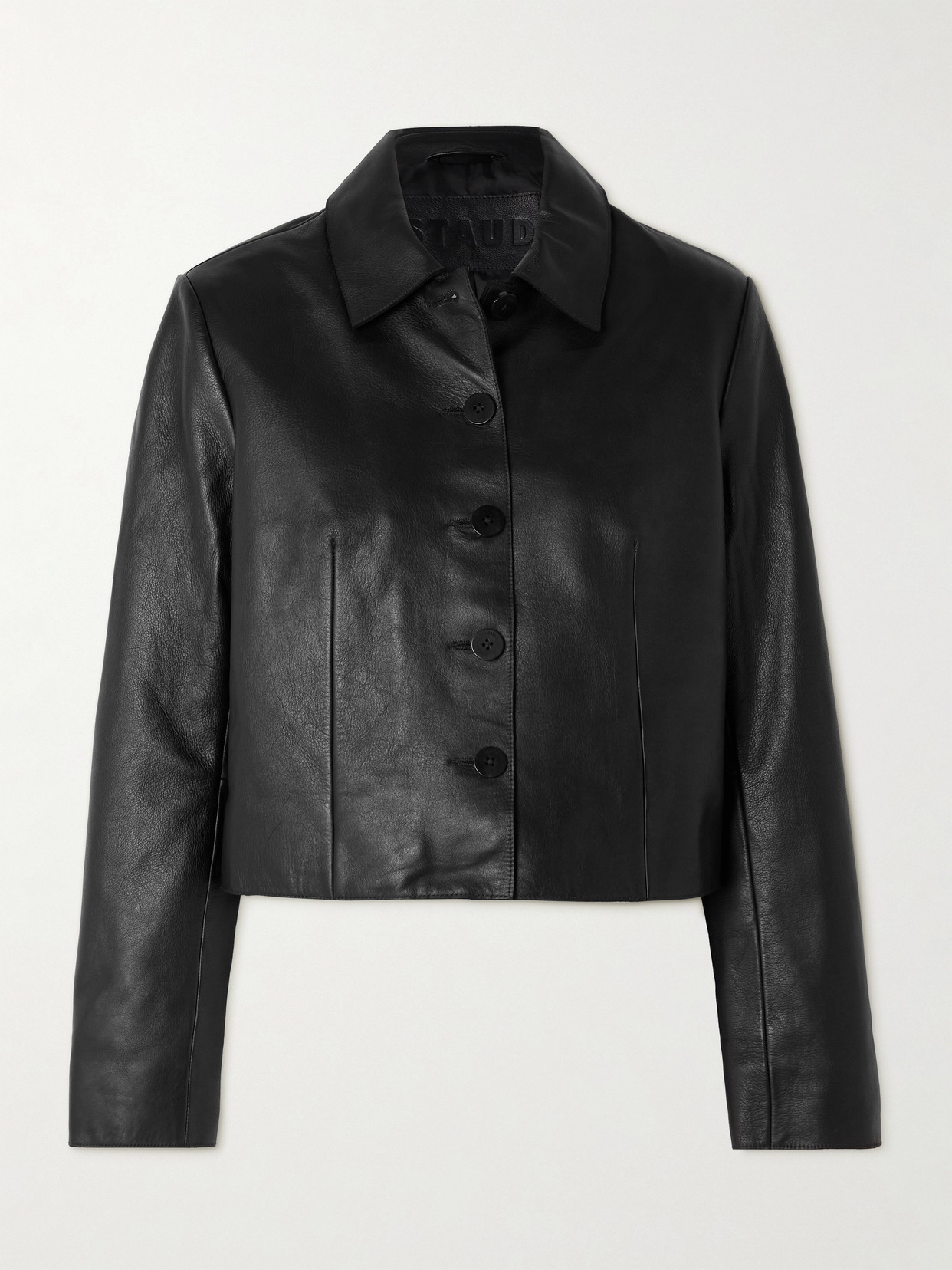 STAUD - Marino Cropped Leather Jacket - Black