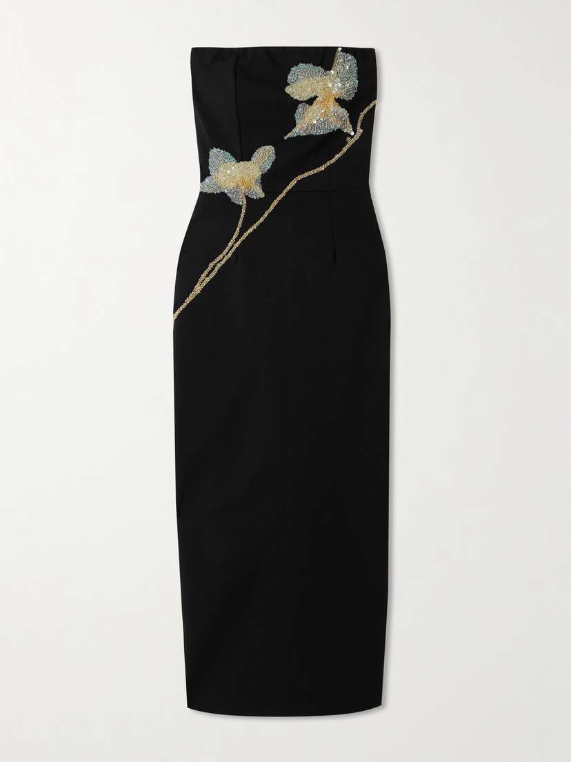 Staud Brooke Strapless Beaded Jersey Midi Dress - x large