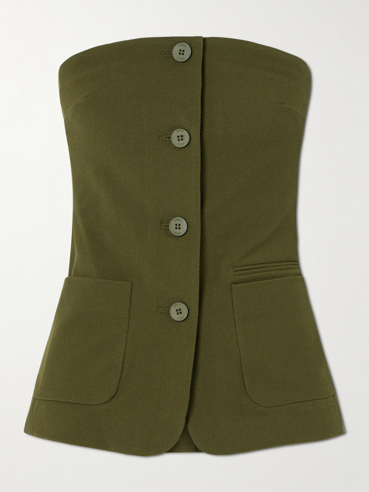 STAUD - Brigade Strapless Twill Bustier Top - Green