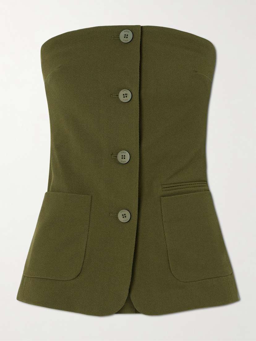 Staud Brigade Strapless Twill Bustier Top