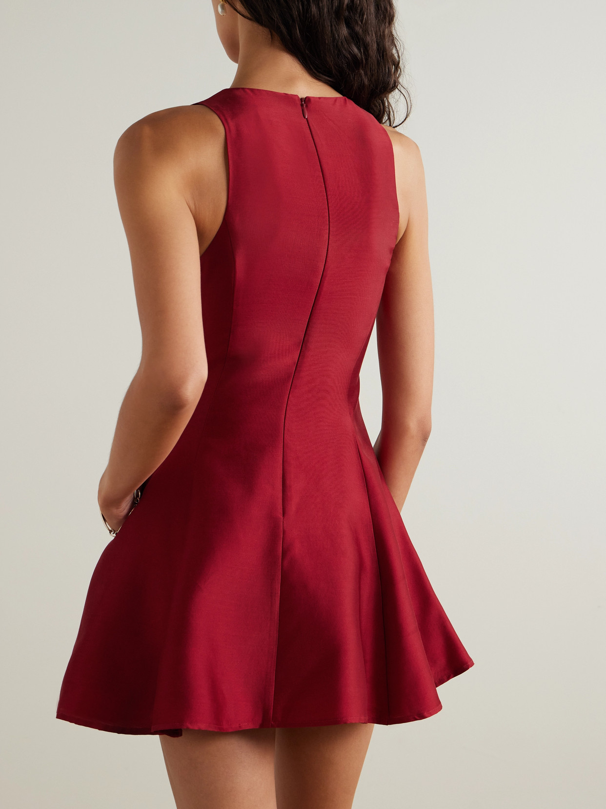 Staud Heike Paneled Faille Mini Dress In Red