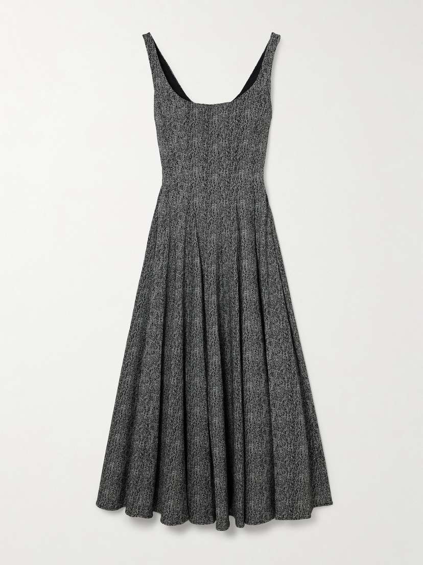 Staud Wells Herringbone Tweed Midi Dress - US0
